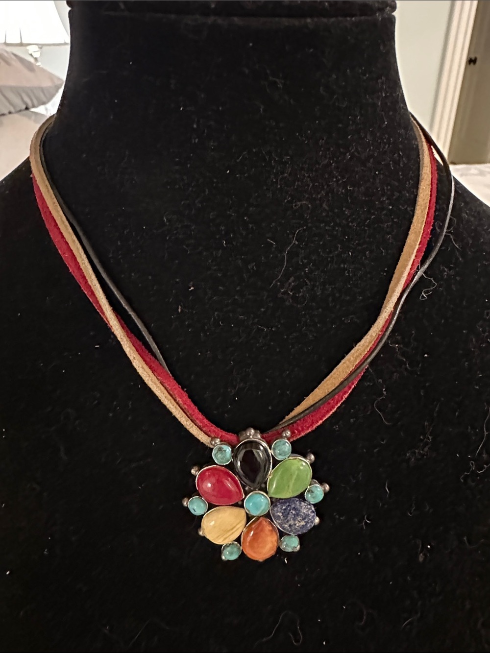 Multicolor Stone Flower Pendant Necklace - Women Jewelry